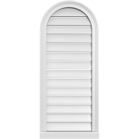 Ekena Millwork Round Top Surface Mount PVC Gable Vent: Functional, w/ 2"W x 2"P Brickmould Sill Frame, 18"W x 42"H GVPRT18X4203SF